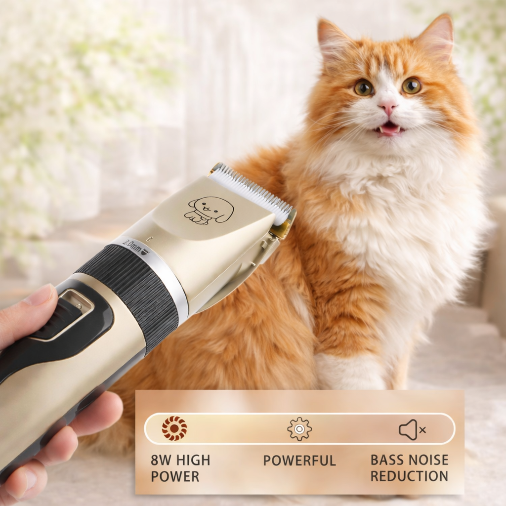 quiet pet grooming clipper used on cat at home low noise